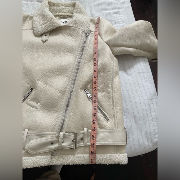 Zara Cream Teddy Leather Jacket - Picture 6 of 11